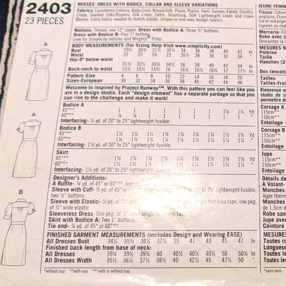 Simplicity 2403 project runway inspired size P5 12,14,16,18,20 pattern only - Picture 2 of 2